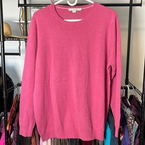 EUC Boden Hot Fuschia Pink 100% Cashmere Crewneck Sweater 18/XXL